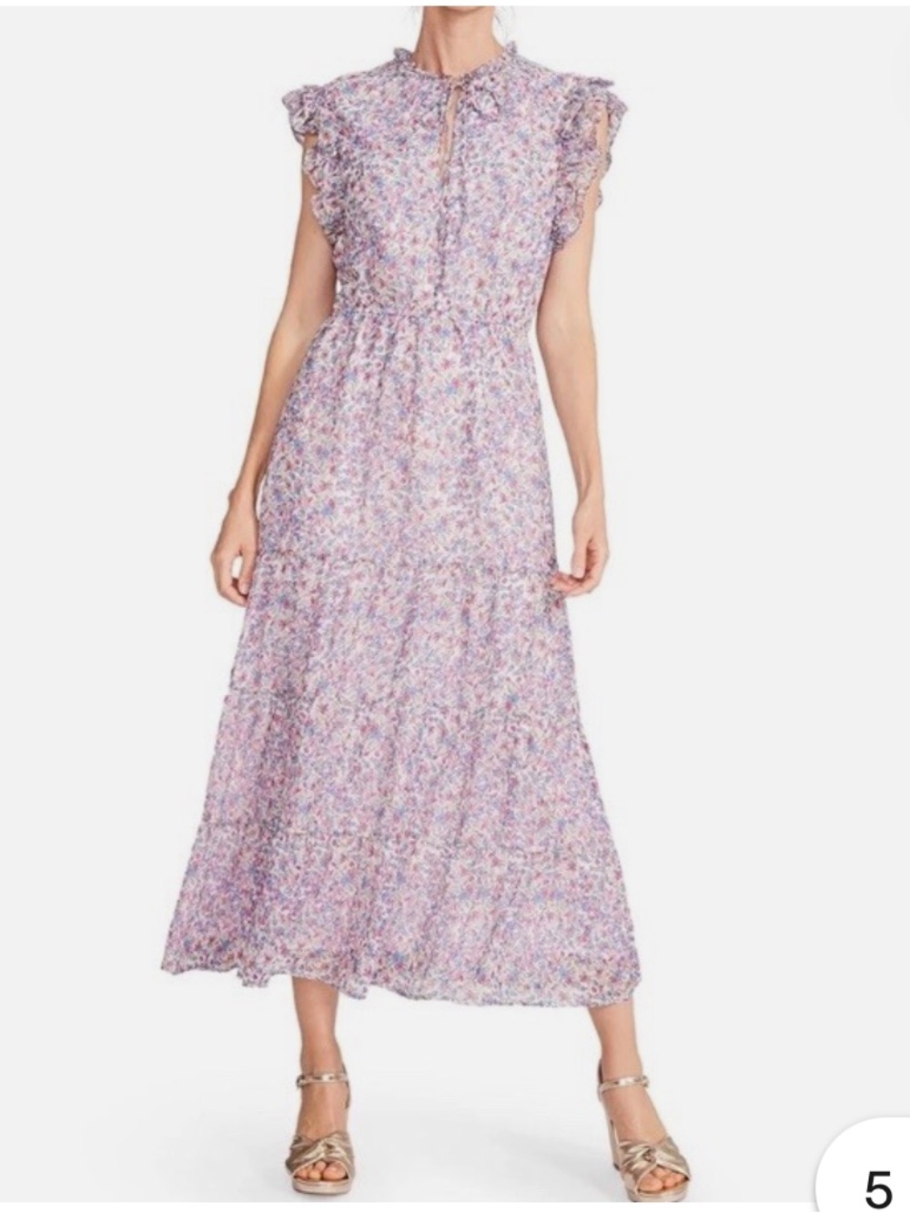 BB Dakota Steve Madden Floral Tiered Chiffon Midi Dress